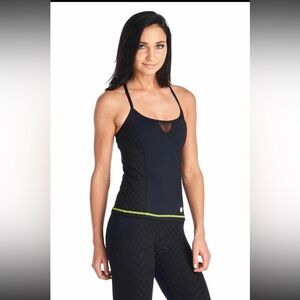 TRINA TURK WOMEN'S ACTIVE DRAPED JACQUARD MESH-INSET TANK TOP
BLACK